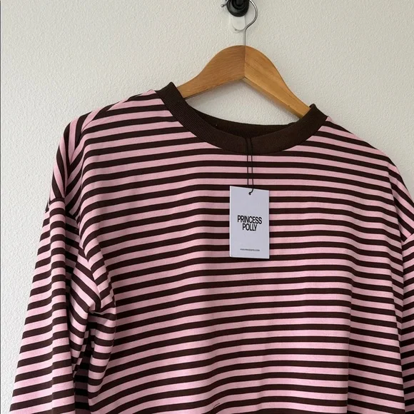 Princess Polly Pink and Brown Striped Top - Picture 2 of 5